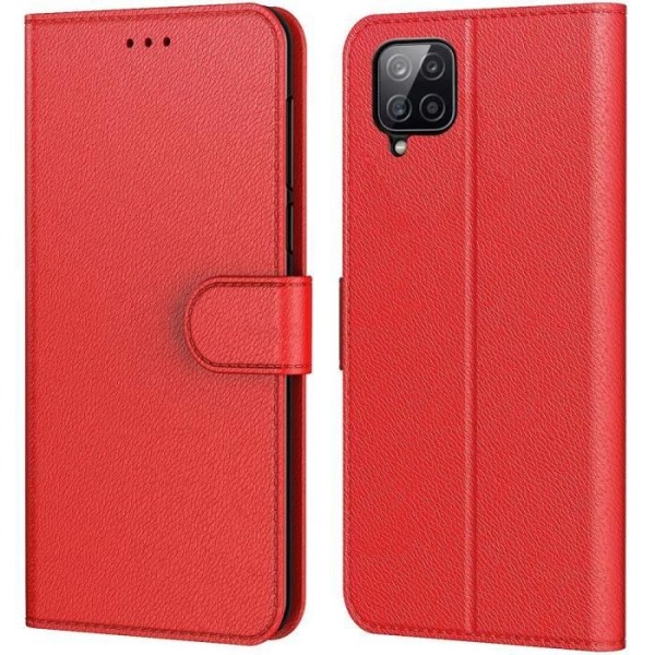 Fodral för Samsung A12 (6,5") Röd Anti Scratch Mjuk med lagring Billet Lädereffekt