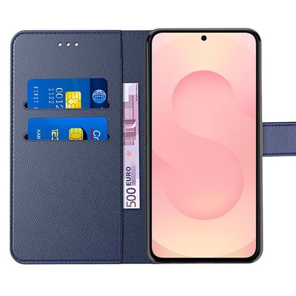 Skyddsskal - BOOLING - för Samsung Galaxy S25 FE - Repur och Stötresistent Syntetläder Marinblå marinblå