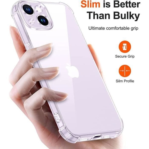 Cover til iPhone 14 (6.1") Ultra Slim TPU-beskyttelse Forstærkede hjørner Gennemsigtig Transparent