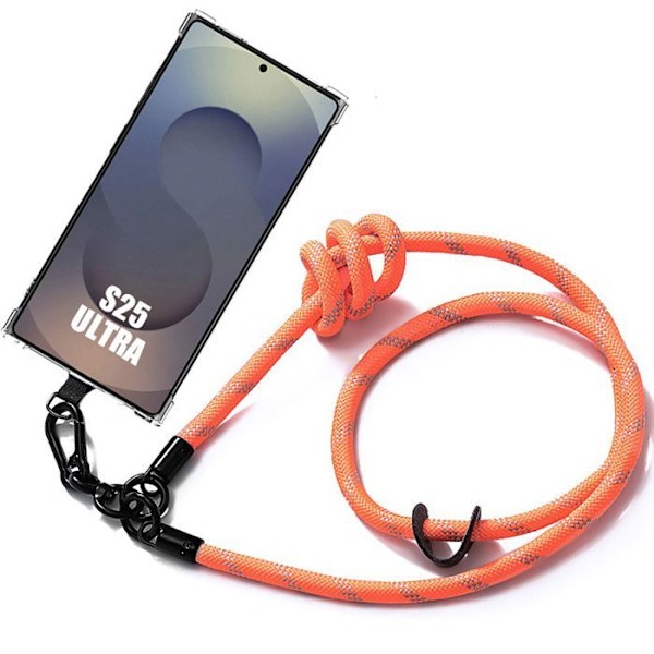 Coque för Samsung Galaxy S25 Ultra - Förstärkta Hörn med Orange Rem - BOOLING Transparent