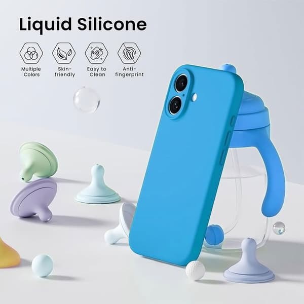 Telefonfodral - BOOLING - iPhone 17 Pro - Flytande silikon - Mjuk - Matt blå effekt Blå