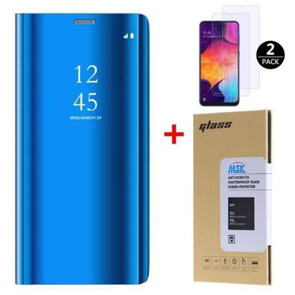 Coque - Samsung - Galaxy A70 - Härdat glas - Magnetisk stängning - Videoställning Blå
