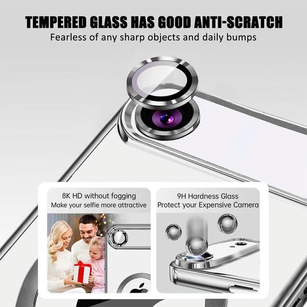Skyddsskal - BOOLING - för iPhone Air - Mjuk silikon med magnetring - Silver Silver