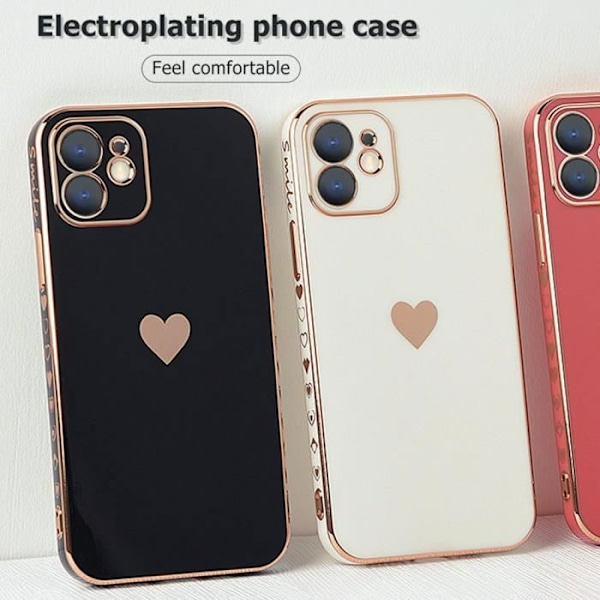 Skyddsskal för iPhone 12 - PROSHOP - Svart Kärlek-Söta - Mjuk - Rep-resistant - Galvaniserad Guld Svart