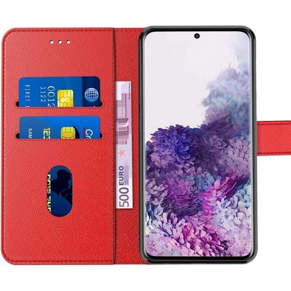 Skyddshölje - PROSHOP - för Samsung S20 FE - Röd - Läderlook - Rep-Resistent - 2 Härdat Glas Röd