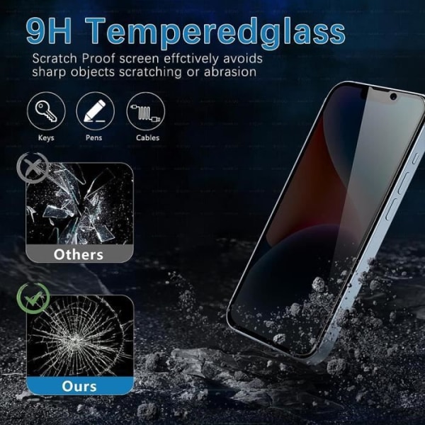 Lot-4 Anti-spion skyddsglas i härdat glas för iPhone 15 - Svart