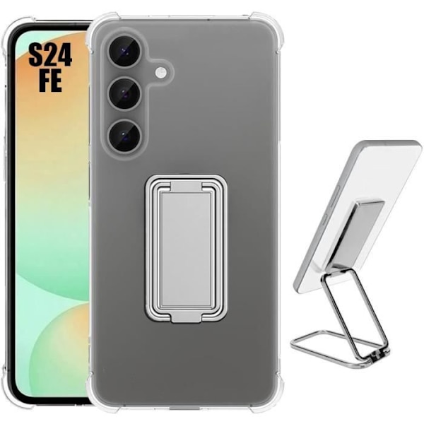 Skyddsskal - Samsung - Galaxy S24 FE - Stötskydd - Metallstöd - Transparent Transparent