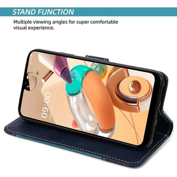 Skyddsskal - BOOLING - för Samsung Galaxy S25 Plus - Läderlook - Blå - 2 Härdade Glas Blå