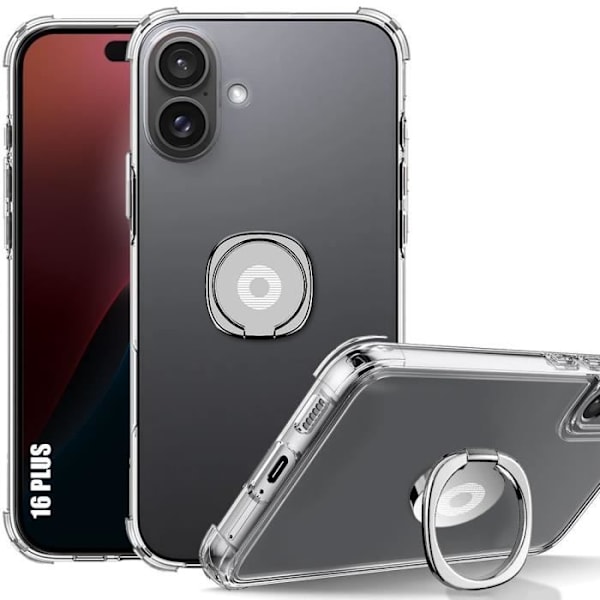 Skyddsfodral - silikon - iPhone 16 Plus - transparent - slimmad - förstärkta hörn med stöd Transparent