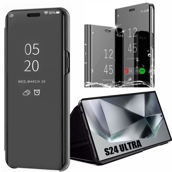 Fodral till Samsung Galaxy S24 Ultra, Mirror Effect Translucent Window Black