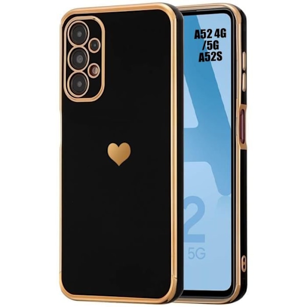 Fodral till Samsung Galaxy A52 4G-5G A52s 5G Silikon Svart Hjärtmönster Stötsäkert Mjuk Anti-Scratch