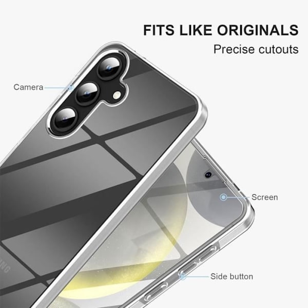 Fodral till Samsung Galaxy S24 FE (ej för S24) - Genomskinligt Fullt skydd Anti-Scratch Silikon + PC