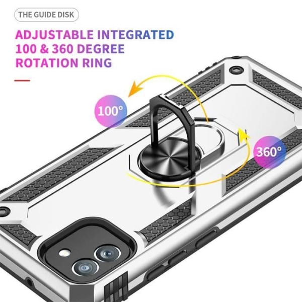 2 härdat glas + fodral för Samsung Galaxy A05 (ej för A05s) Solid styv stötsäker ryggring - Silver Silver