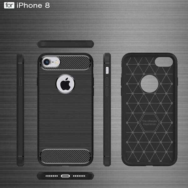iPhone 8 (4,7") Fodral Kolfiber Resilient TPU Skyddsfodral För iPhone 8 - Svart