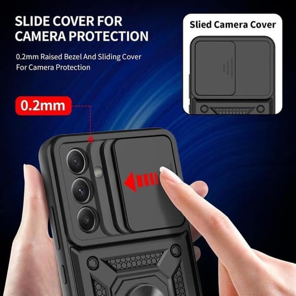 Coque - BOOLING - för Samsung Galaxy A15 - Stötabsorberande - Rotationsringstöd - Svart Svart