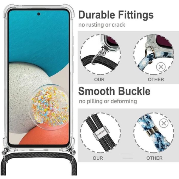Mobilskal - Samsung - M52 5G - Flexibel - Repellerande - Transparent med justerbar snodd Transparent-midnattsgrön