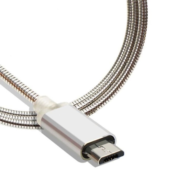 Mikro USB-kabel - Silvermetall - Set med 2 - 1M - Kompatibel med Android - Mikro USB-kontakt