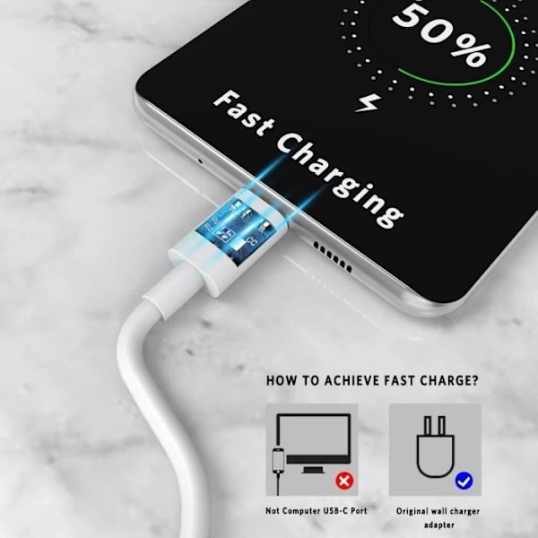 ACOCOBUY TELEFONKABEL USB C till USB C-kabel för Google Pixel 4a Snabbladdning Typ C till Typ C-kabel 60W Comp46