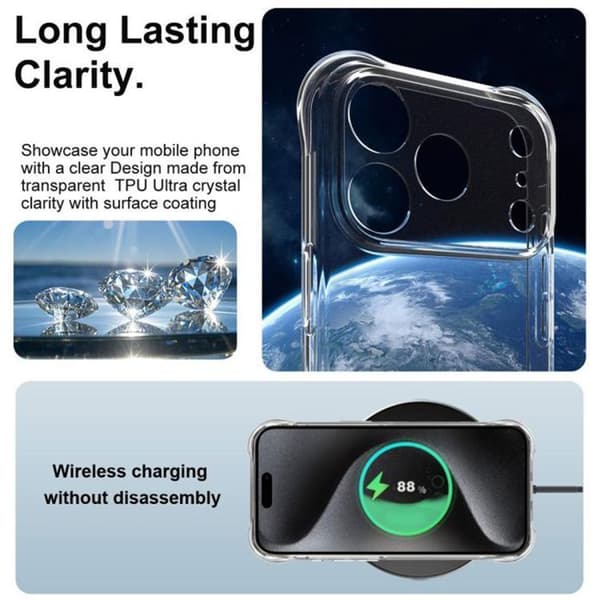 Skyddsskal - BOOLING - för iPhone 17 Pro Max - Stötsäker silikon - Transparent - Slim Transparent