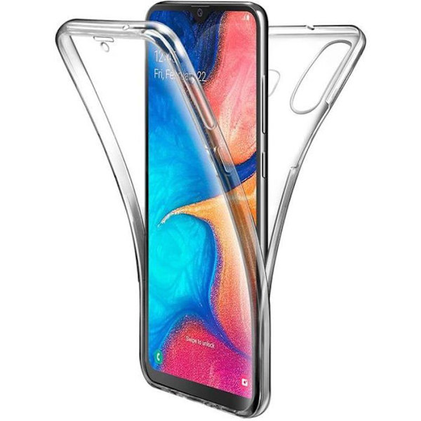 För Samsung Galaxy A20E/ A20e Dual SIM 5,8": Silikon bakstycke 360° fullt skydd Fram och bak - TRANSPARENT TRANSPARENT