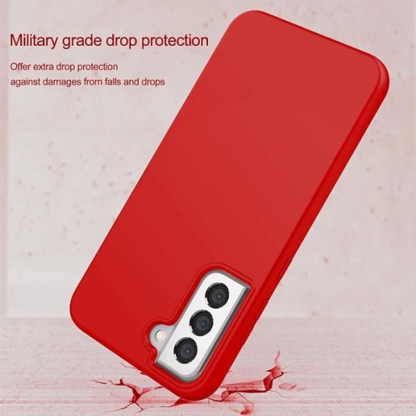 360 Fodral för Samsung S21 FE, Full Hybrid Anti-Scratch Protection Röd