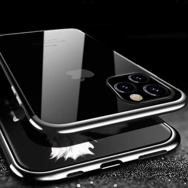 Skyddsfodral för iPhone 12 Pro - PROSHOP - Mjuk - Silverkrom designkant - Set med 2 härdade glasögon Silver