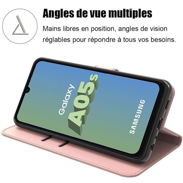 Skyddande skal - Samsung - Galaxy A05s - Rosa - PU-läder - Stöttålig - Kortfack Rosa