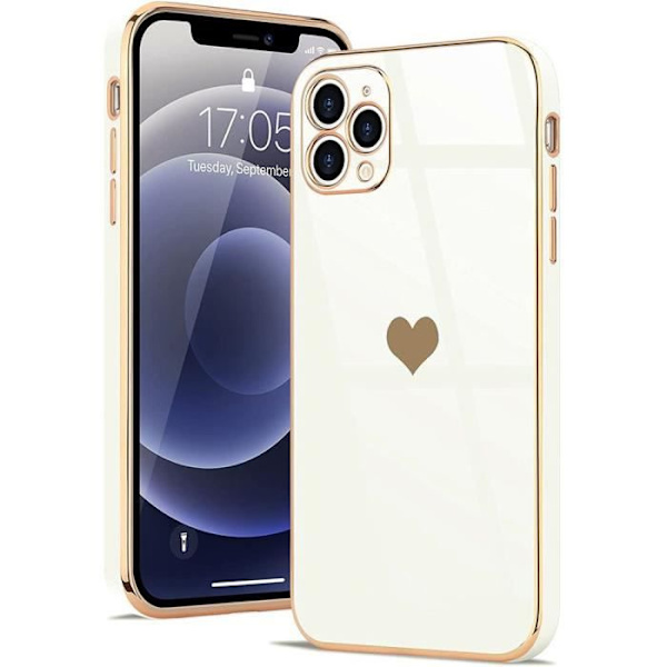 Fodral för iPhone 12 Pro Max (6,7") Vit TPU Lyxigt Stötsäkert Kärlekssöta hjärtmönster Anti-Scratch Vit