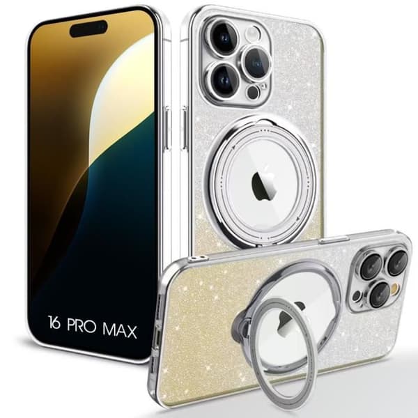 Skyddshölje - Silikon - för iPhone 16 Pro Max - Magnetiskt stödsystem - Silver - Stötbeständig Silver