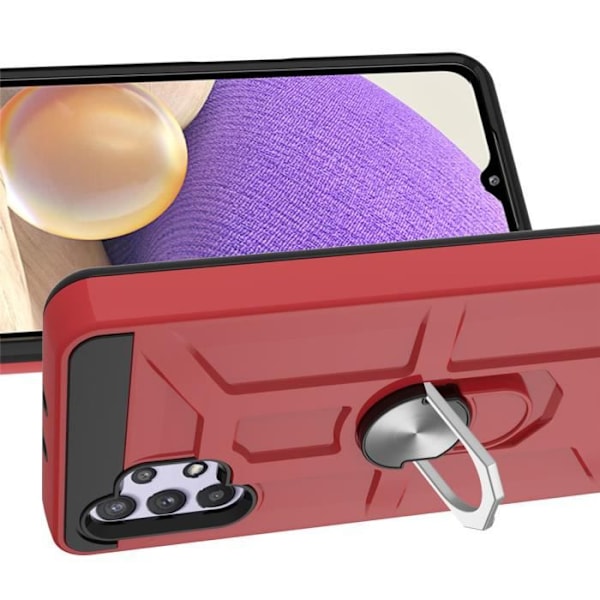 Fodral till Samsung Galaxy A32 5G Stötsäkert anti-skrapfodral Samsung Galaxy A32 5G fodral med stativ Ring Röd