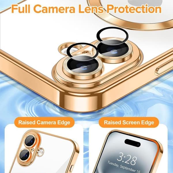 Skyddsskal - BOOLING - för iPhone 17 - Glittrande Silikon med Magnetcirkel - Guld gyllene