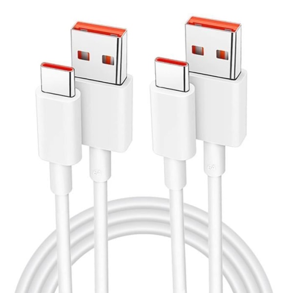 2x snabb 6A USB-C-kabel för Redmi Note 12 Pro Plus, Redmi Note 12 4G-5G, Redmi Note 12 Pro 4G-5G - 1 meter