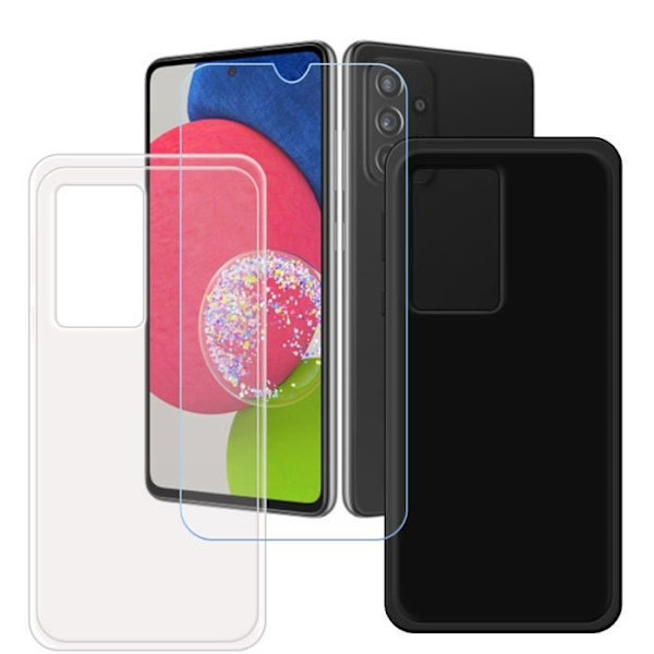FZ 2 X Fodral För Samsung Galaxy A52S (6,5") + HD-skärmskydd - TPU-silikonfodral - Transparent + Svart