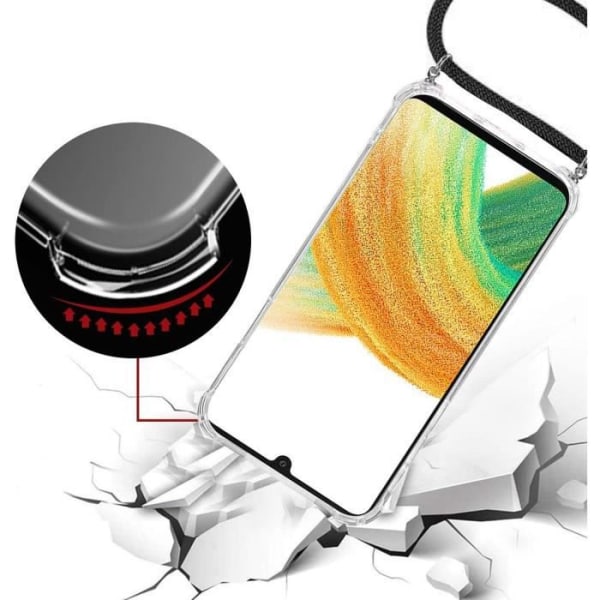Skyddsfodral till Samsung Galaxy A23 5G - BOOLING - Genomskinlig med svart sladd - Förstärkt skydd Transparent-svart