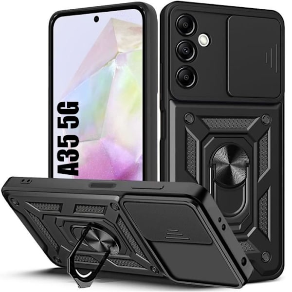 Skyddsskal - BOOLING - Samsung Galaxy A35 5G - Stöttålig - 360° Rotationsstöd - Svart Svart