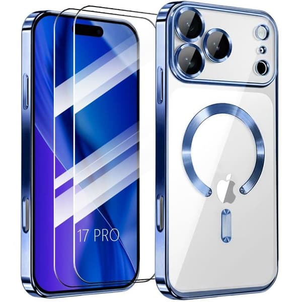 Skyddsskal - BOOLING - iPhone 17 Pro - TPU Blå - 2 Härdade Glas - Stötsäker Blå