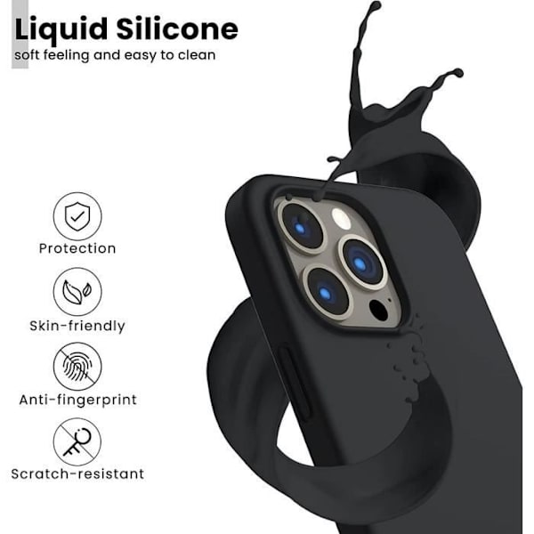 Skal till iPhone 16 Pro - Svart - Silikonfodral med justerbar sladd, stötsäkert skydd