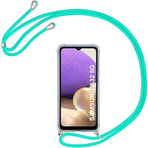 Coque Bandoulière - Samsung - A32 5G - Mjuk - Transparent - Repellerande mot repor Transparent-Grön