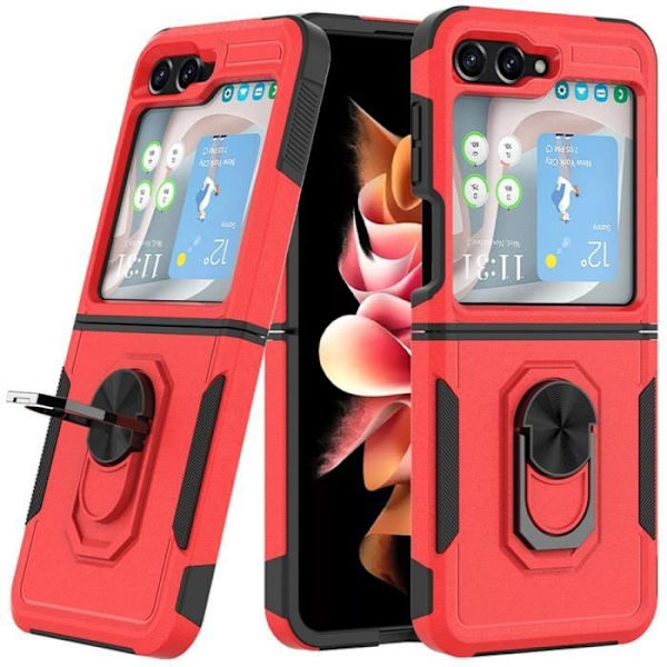 Fodral till Samsung Galaxy Z Flip 6, Ultra-resistent hårt skydd med stöd - Röd