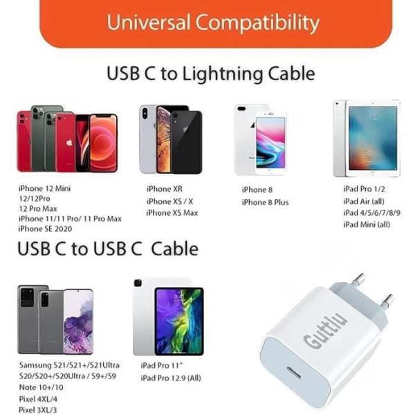 20W USB C-laddare Snabbladdare Kompatibel med iPhone 13 Pro Max 12 11 XR XS SE X 8 7 Plus 6s 6 Strömadapter 20w Pri[165]