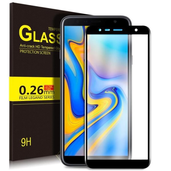 KuGi Samsung Galaxy J6 Plus skærmbeskytter, hærdet glas skærmbeskytter film til Samsung Galaxy J6 Plus, sort