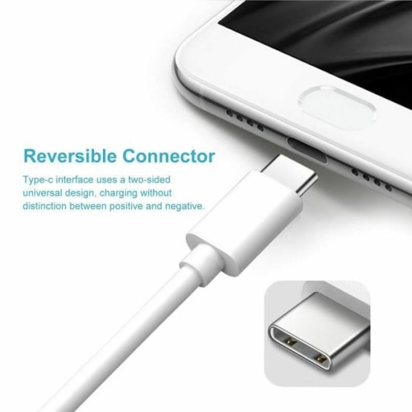 [2-pack] USB-C-kabel för OPPO Reno 6, Reno 6 Pro, Find X5 Lite, Find X5 Pro, Find X5 - 1 meter - Vit