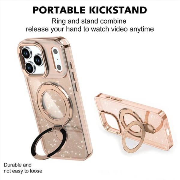 Skyddsskal - BOOLING - för iPhone 17 Pro Max - med Glittrande Guld Magnetiskt Cirkelsystem - 2 Glas gyllene
