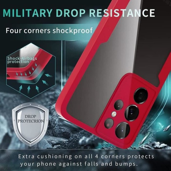 Fodral för Samsung S21 Ultra (6,8") Röd Styv Anti-Scratch 360 graders skydd Solid Tjockt