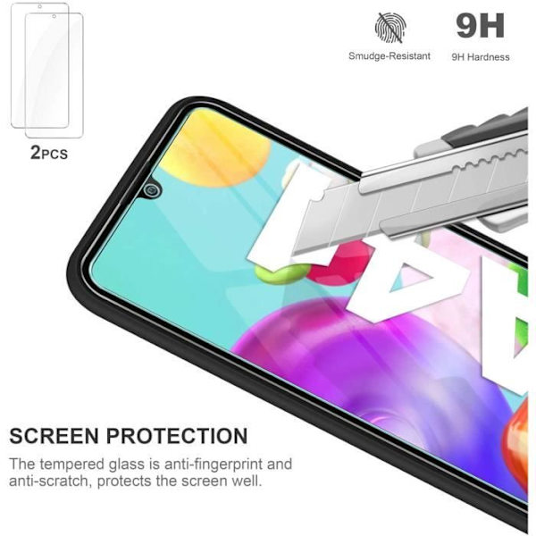 Gnews-fodral för Samsung A41-fodral, [2-pack] skärmskydd i härdat glas + mjukt flexibelt silikon TPU-fodral