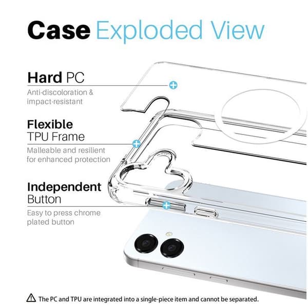 Skyddsskal - BOOLING® - Samsung Galaxy A06 - Magnetisk ring - 2 Tempererade glas - Stöttålig Transparent