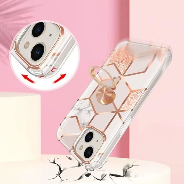 Fodral till Samsung Galaxy M13 - M23 5G med 360 graders roterande ringhållare - rosa färg Rosa