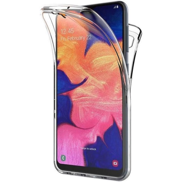 För Samsung Galaxy A10 6.2" SM-A105F: Silikonfodral 360° fullt skydd Fram och bak - TRANSPARENT
