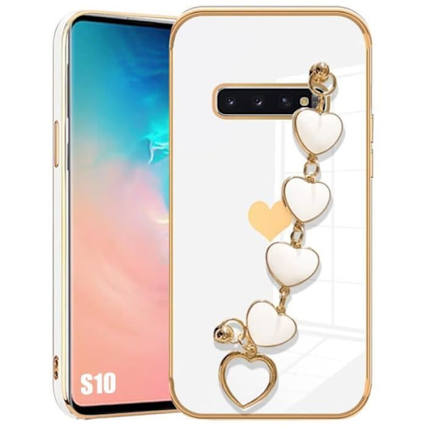 Coque - Samsung - Galaxy S10 - Silikon Vit - Stötsäker - Hjärtmönster Vit