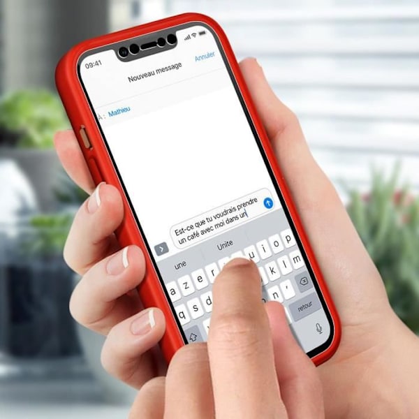 Heltäckande skyddshölje för iPhone 13 (6,1) - PROSHOP - Röd - TPU + PC - Matt finish Transparent